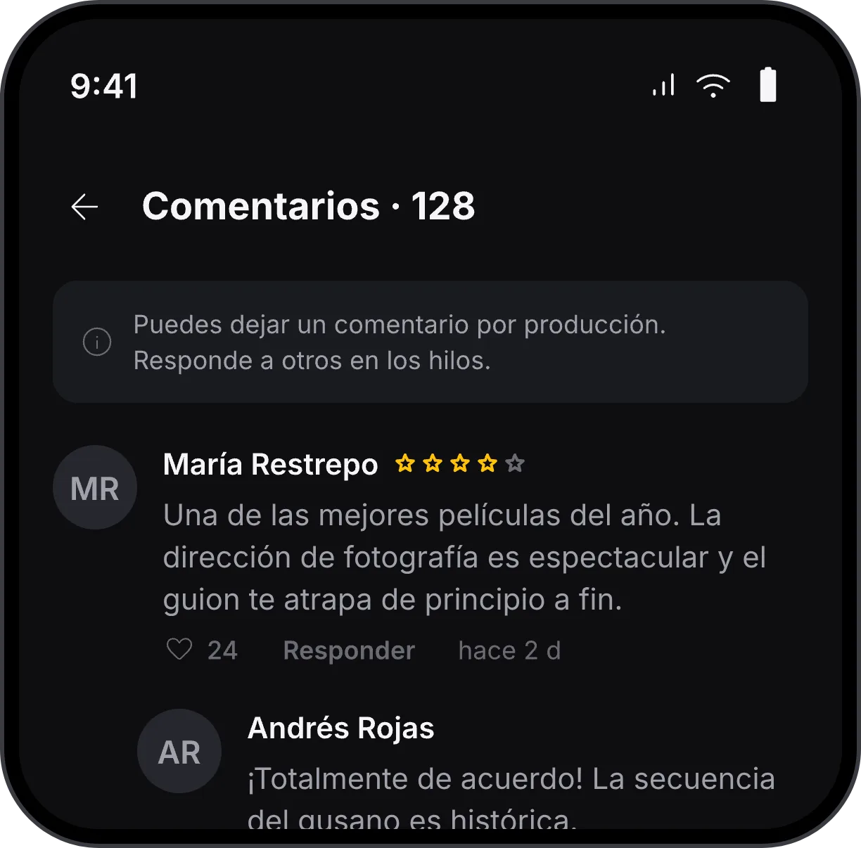 Hilo de comentarios de la comunidad en En El Rodaje