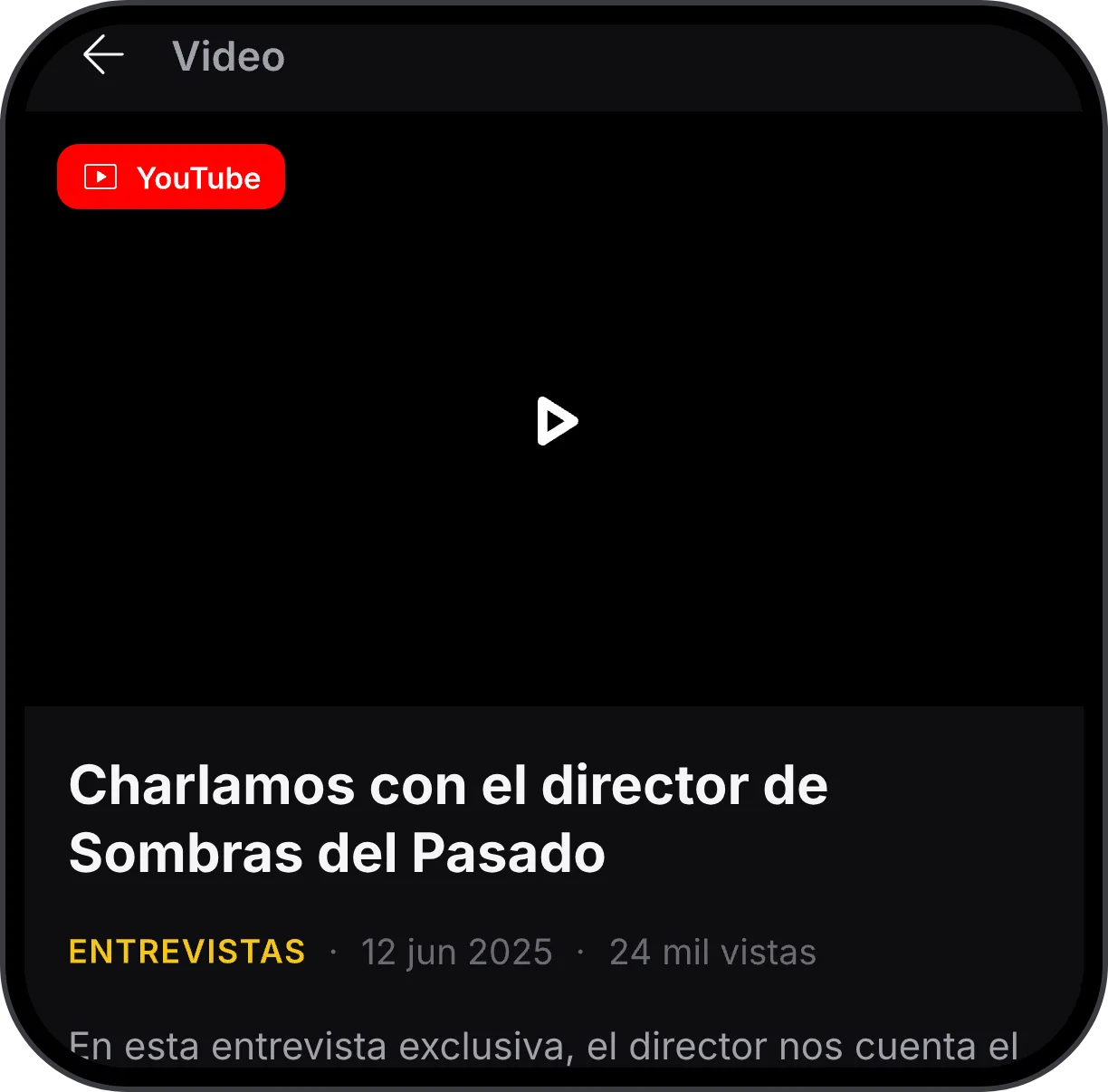 Video y trailers dentro de la ficha de una película